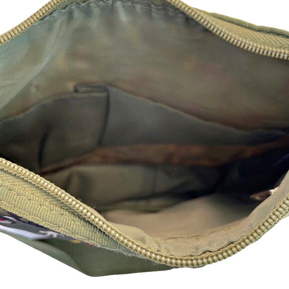 Disney Mickey Mouse All Over Print Olive Green Zippered Shoulder Bag Ripstop - Picture 4 of 7